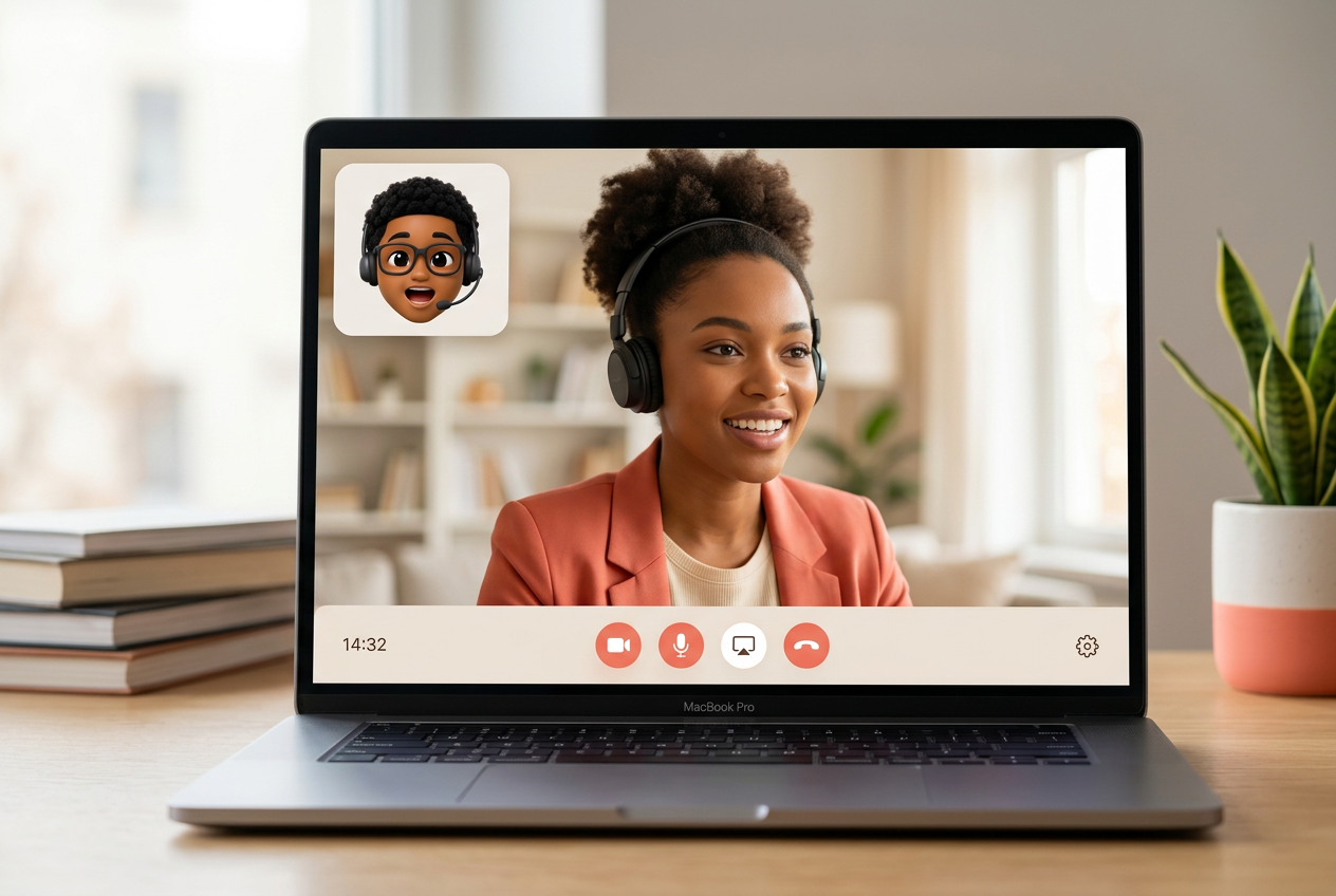 A candidate in a video interview with Jaden, Blurpe's AI interviewer
