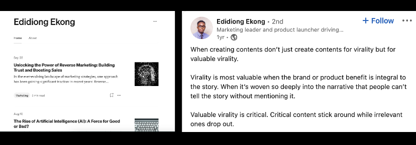 Pieces and Posts that edidiong ekong has written on other platforms like LinkedIn and Medium