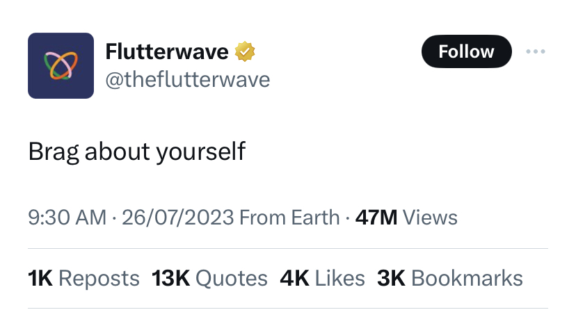 Flutterwave's Brag About Yourself Tweet that went viral